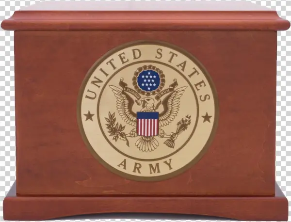 Veterans Funeral Care Coronet Wood Urn With Army Seal