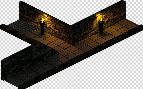 25744 Plex Dungeon Torchlit Hall T Intersection Bottom