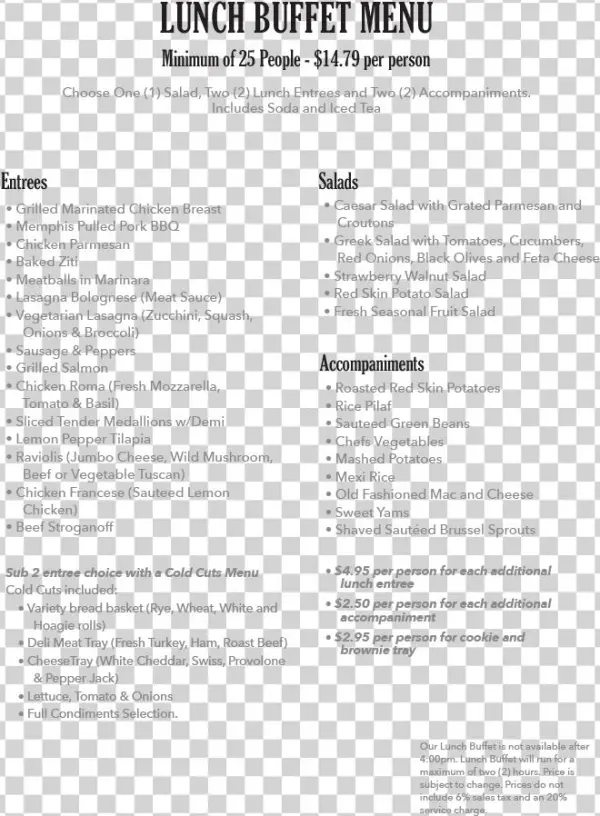 Lunch Banquet Menu