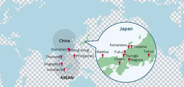World Map Showing The Base Of Emori & Co