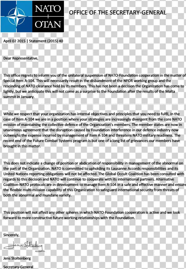 Nato's Position Statement