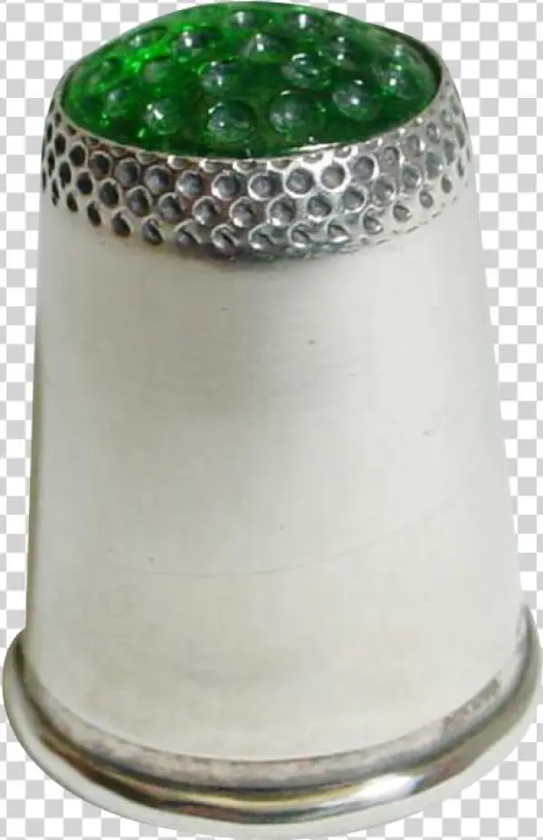 Vintage Georg Jensen Thimble With Green Top, Sterling