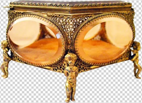 Vintage Gold Gilt Ormolu Filigree Jewelry Casket