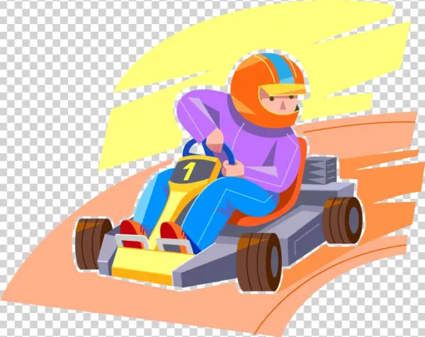 Clip Art Library Stock Boy Races Go Cart Motorized - Cartoon
