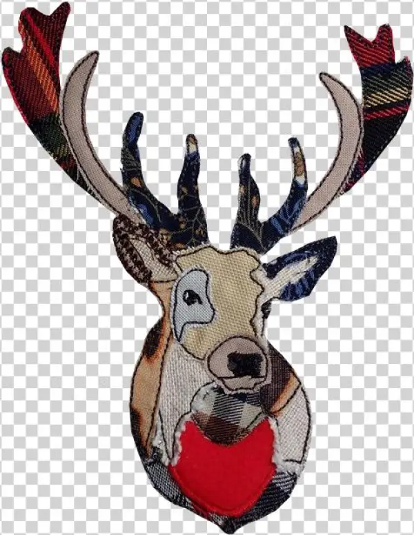 Raw Edge Applique Stag Head - Reindeer
