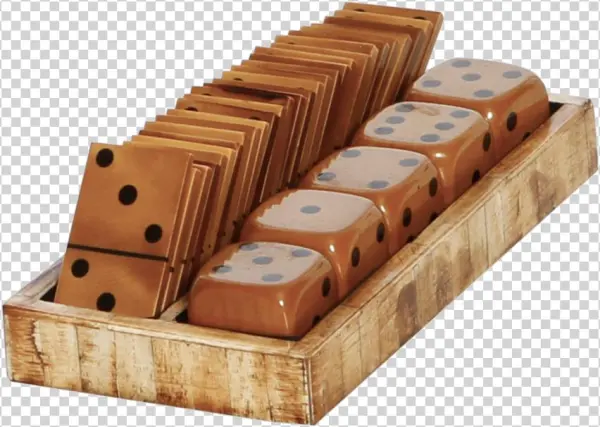 Bone Domino And Dice Tray - Plywood