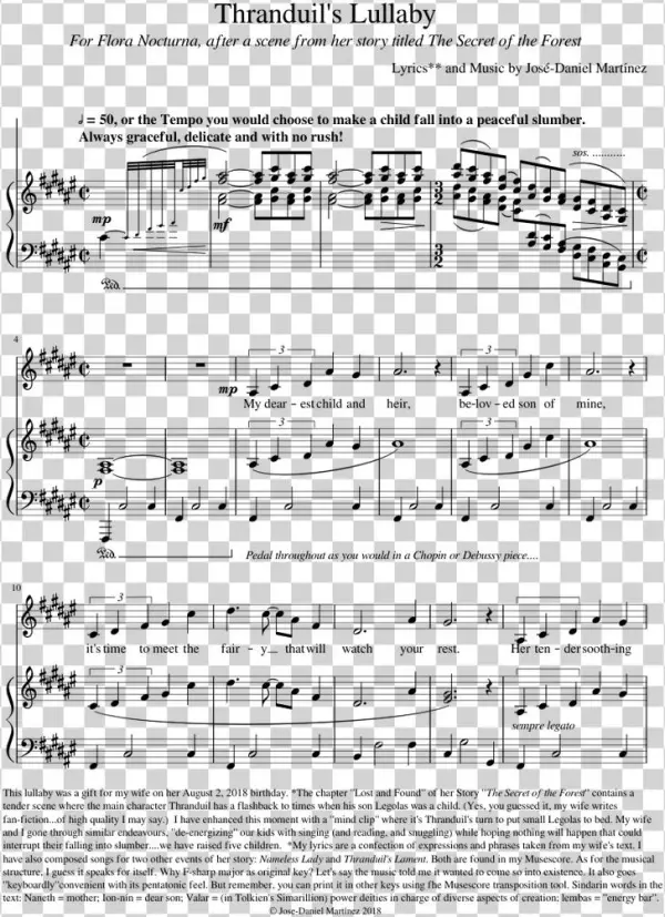 Legolas Cradle Song - Sheet Music