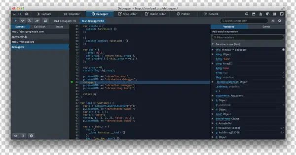 Paused At A Debugger Statement - Javascript Debugger
