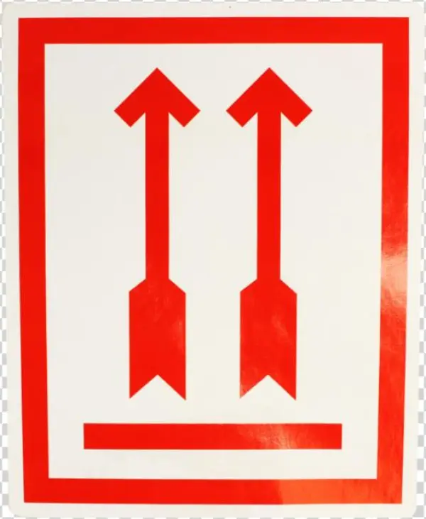 Sendproof® Label, Paper, Red Arrow, 80x100mm, White - Behandelingsetiket Rechtop