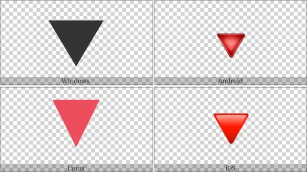 Down-pointing Red Triangle On Various Operating Systems - Emblem