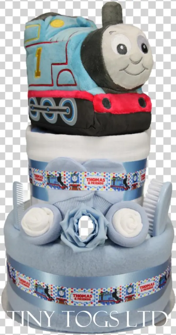 Thomas The Tank Engine 2 Tier Baby Boy Nappy Cake With