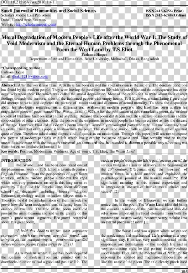 Saudi Journal Of Humanities And Social Sciences Moral - Untitled, Tailpiece Pg.173, In The Book Les Chants