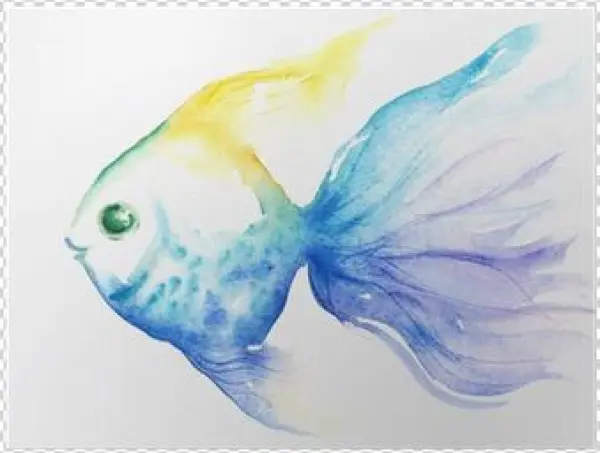 Designart 'lovely Blue Fish Watercolor' Animal Metal