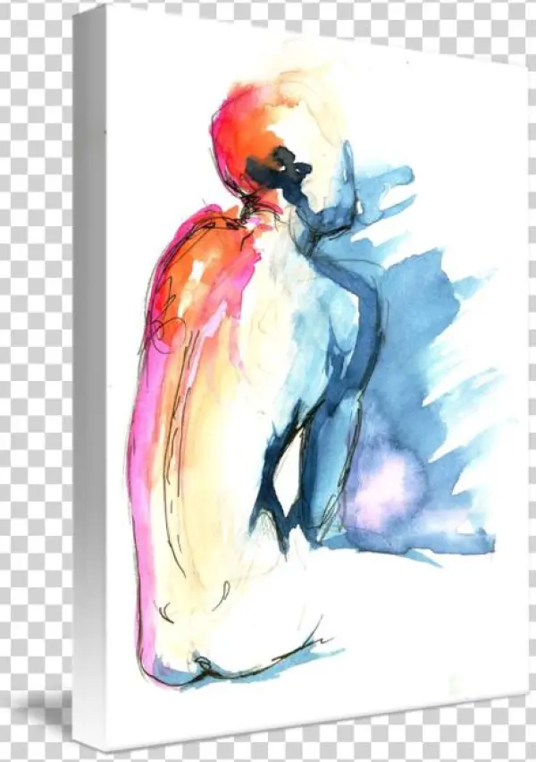 Figure Study In Watercolor - Gallery-wrapped Canvas Art Print 16 X 21 Entitled Figure