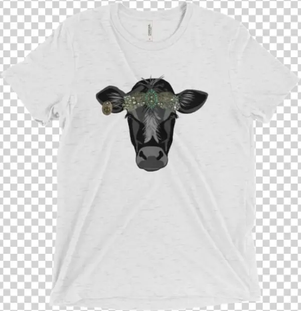 Cow Head Bandana T-shirt Graphic Tee - T-shirt