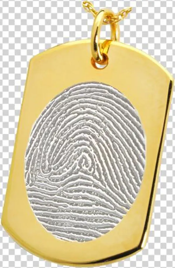 Dog Tag Fingerprint Jewelry - Fingerprint Teardrop Heart Sterling Silver Cremation