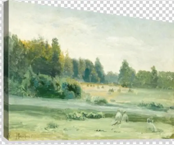 Hayricks By The River Canvas Print - Artist