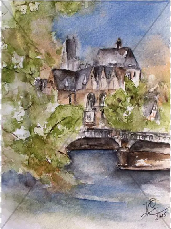 Postcard Ossenberg - Watercolor Paint