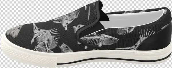 Skeleton Fish Women's Slip-on Canvas Shoes - Casecoco Black Stats Canvas Women's Slip On Shoes Sneaker