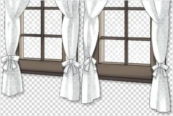 Small Window With White Curtain - Curtain