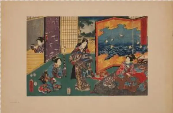 Trois Oban Yoko-e Représentant Des Scènes Du "genji - Room