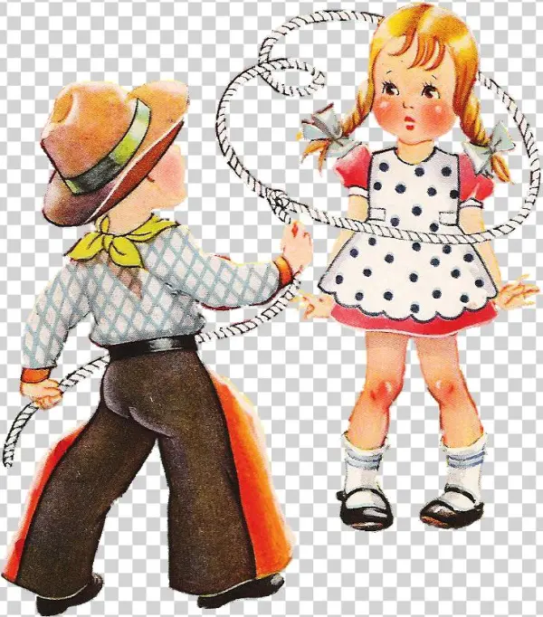 Boy & Girl With Lasso 800×912 Pixels - Cartoon