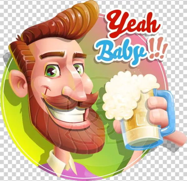 Character With Beer Clipart Free - Sticker