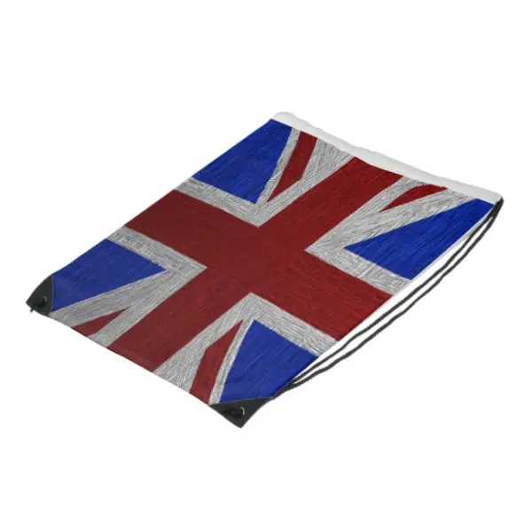 Painted Union Jack Drawstring Backpacks - Leather