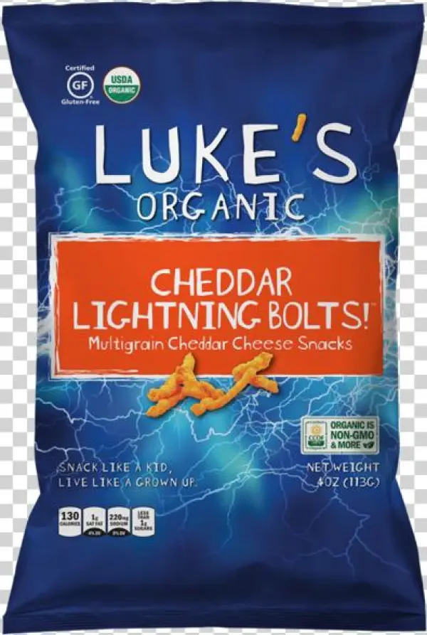 Cheddar Lightning Bolts - Lukes Organic Cheddar Cheese Snacks, Multigrain, Cheddar