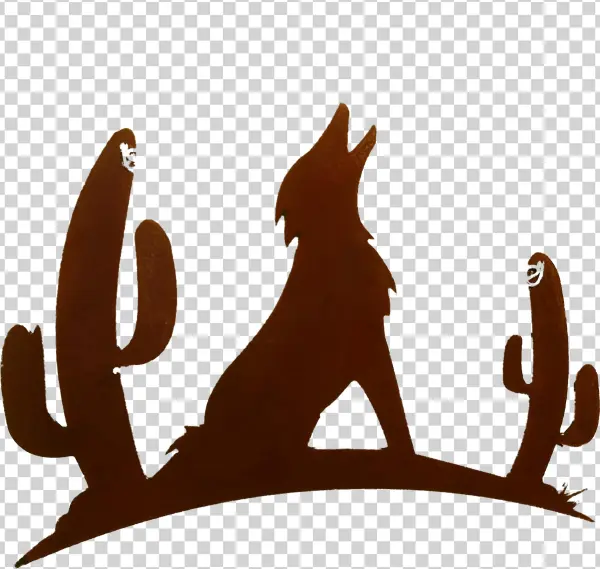 Coyote - Coyote With Cactus Weathervane (side Mount), Brown