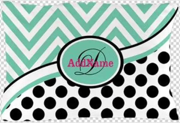 Mint Chevron Black Dots Monogram Pillow Case - Cafepress Personalized Monogrammed Chevron Polka Dots