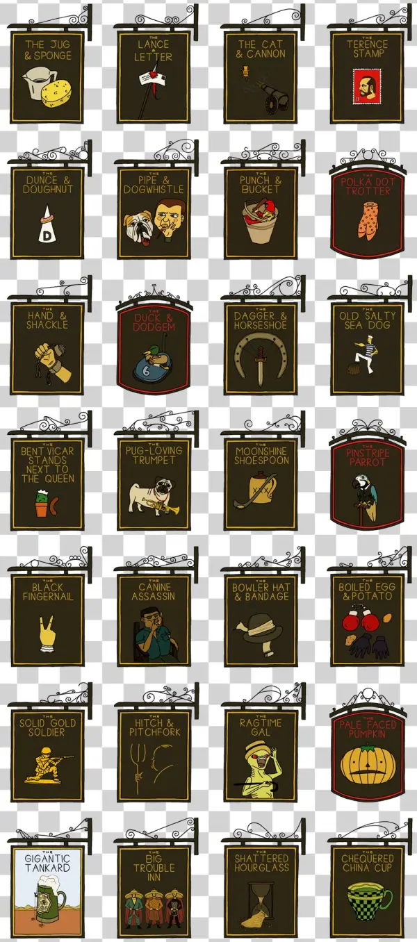 A Series Of Illustrations Based On Traditional Pub - Seating Plan