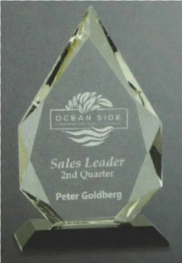 Acrylic And Crystal Trophies - Custom Shining Diamond M Optic Crystal Award M, 10"