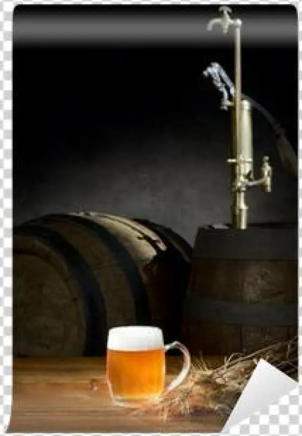 Beer Still Life On The Table With Old Beer Kegs Tap - Beer