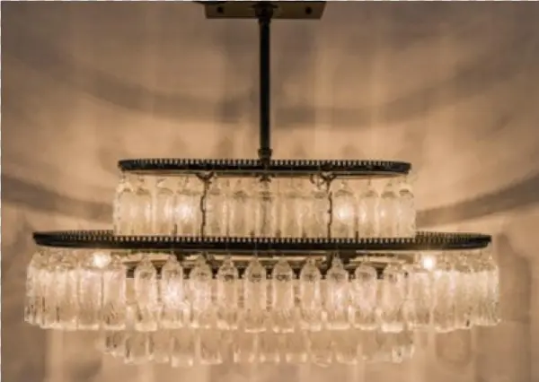 Dainolite 8lt Oval Crys. Chandelier Blk Lycra Shd 14