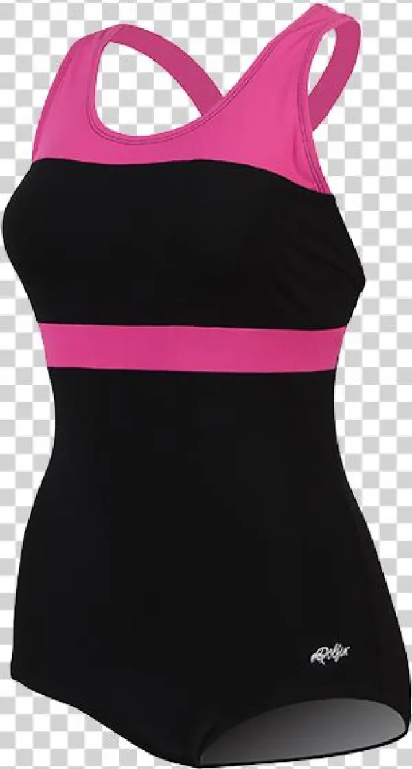 Dolfin Conservative Black/pink Color Block Lap Suit - Dolfin 68553-723 Conservative Lap Suit Colour Block