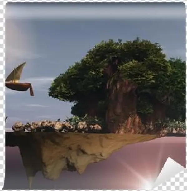 Dream-scape Surreal Floating Island And Baobab Trees - Dreamscape
