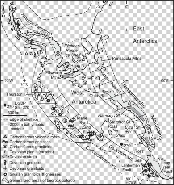 Present-day Distribution Of Devonian Sedimentary Rocks - Devonian
