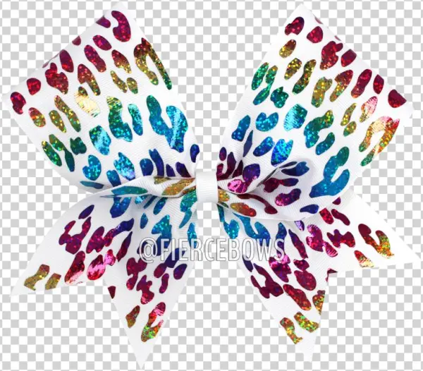 Rainbow Cheetah On White Bow