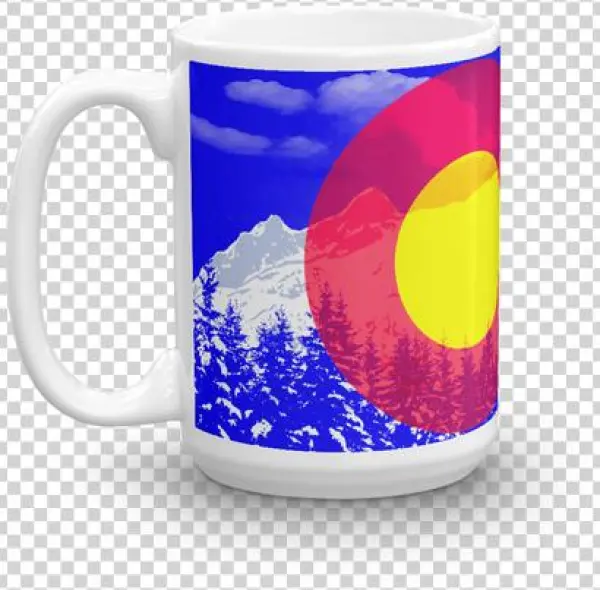 Denver Rocky Mountains Coffee Mug - Colorado State Flag - Winter Snow View Soft Custom