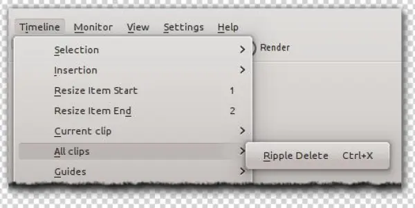 Kdenlive Timeline Allclips Rippledelete - Kdenlive