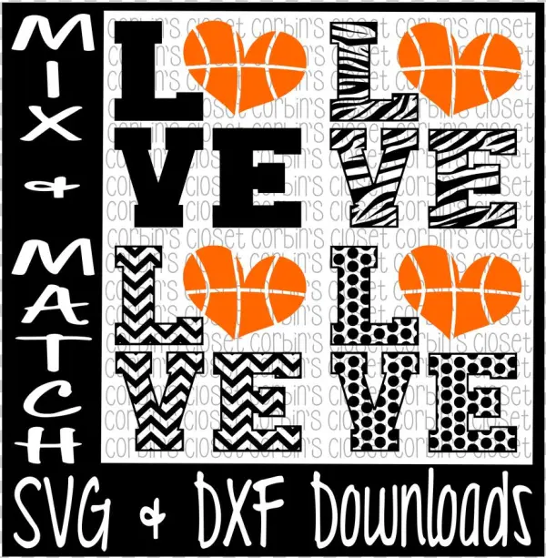 Love Heart Basketball Mix & Match Cutting File By Corbins - Soccer Tote Bag Bags And Purses Tote Bags Natural Canvas