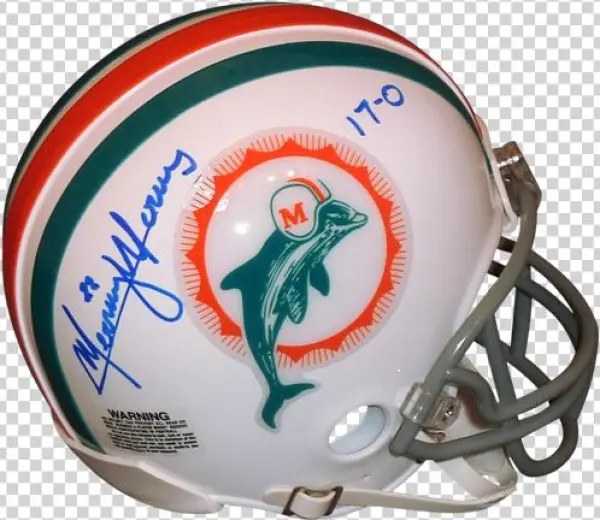 Mercury Morris Autographed Miami Dolphins Mini Helmet - Larry Csonka Miami Dolphins Autographed Riddell Throwback