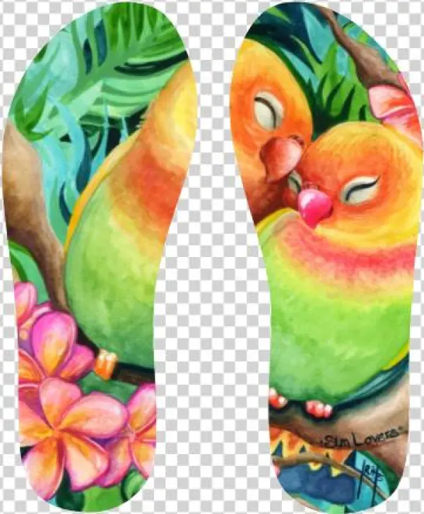 "sun Lovers" Flip Flops By Heather Ritts - Cartoon