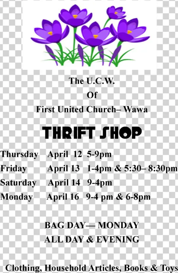 Ucw Thrift Shop Apr 12-16