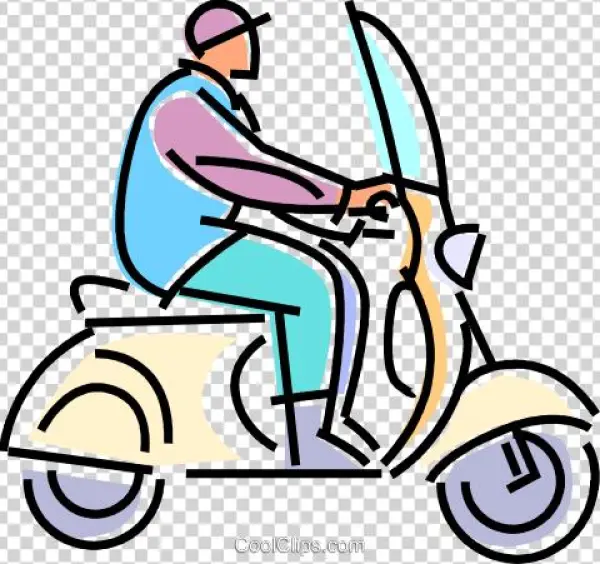 Man Driving A Scooter - Lambreta Vetor Png