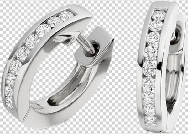 An Elegant Pair Of Round Brilliant Cut Diamond Hoop - Cercei Aur Alb Dama