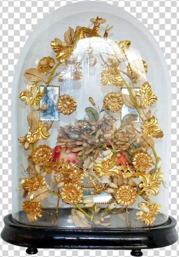 Exceptional Antique French Globe De Mariee Ormolu Wedding - Crystal