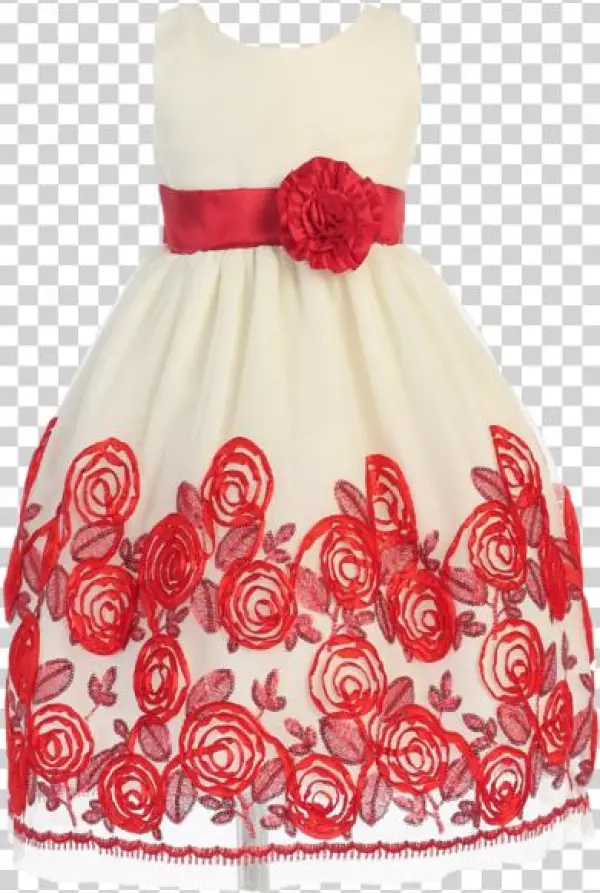 Sale Ivory Tulle & Red Floral Soutache Ribbon Girls - Lito Little Girls Red Satin Ribbon Roses Tulle Christmas