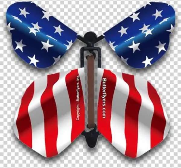 Stars & Stripes Wind Up Flying Butterfly - Usa Flag Lapel Pin, Men's, Pale Blue / Dark Red / Light